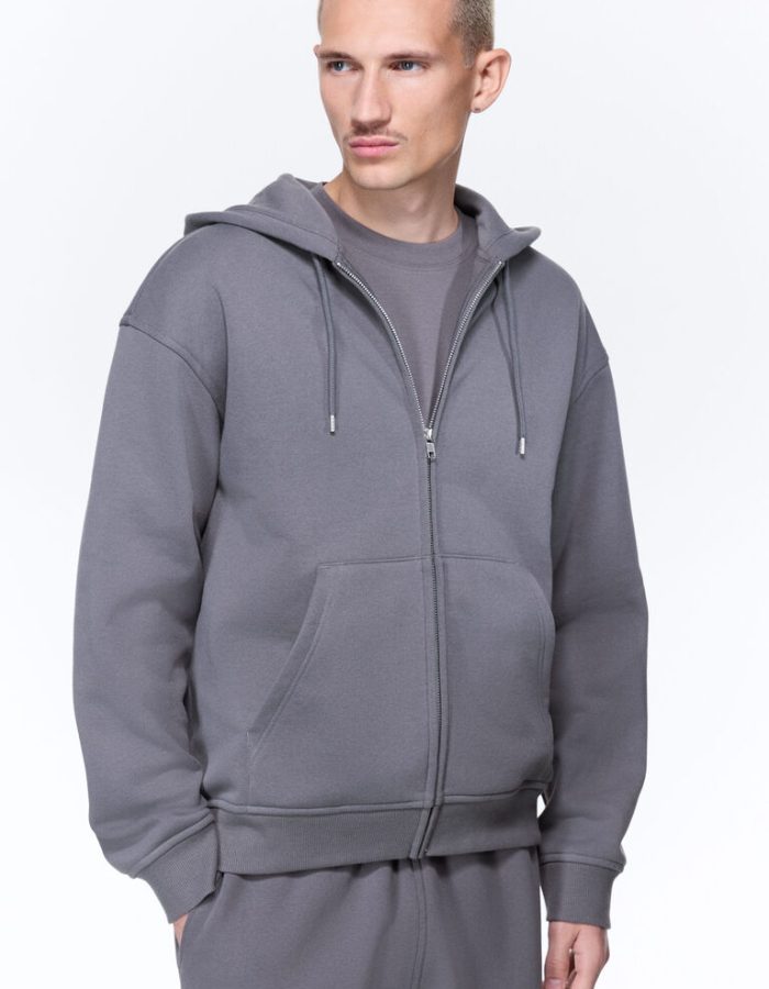 Zip-through Hoodie with Loose Cut
